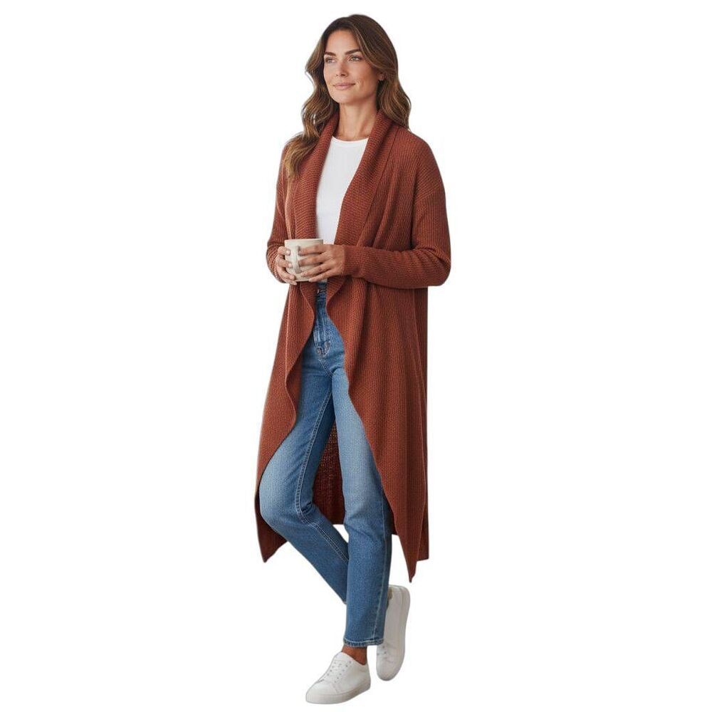 AMAZON MOCHA BELTED LONG CARDIGAN SZ.M NWOT.